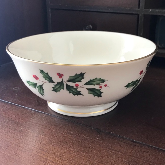 Lenox Holiday Footed Bowl 24K Gold Trim - Picture 2 of 8
